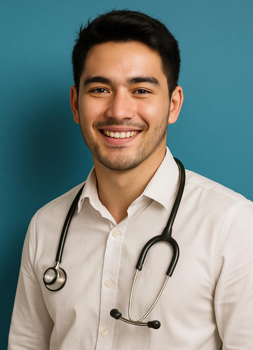 Corporate medical doctor representing Health Stat's PEME packages Health Stat physician promoting corporate medical solutions for HR wellness